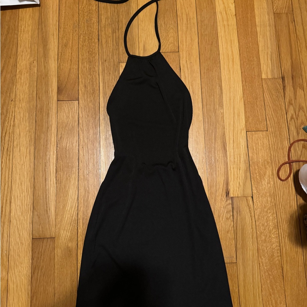 Tie neck halter mini dress